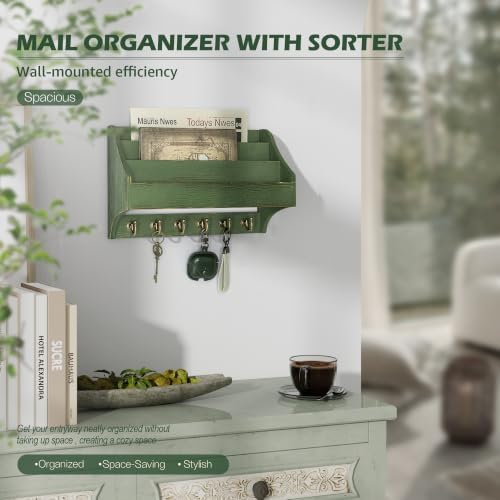 Rebee Vision Mail Organizer Wall Mounted with Mail Slot for Letters, Green - Image 4