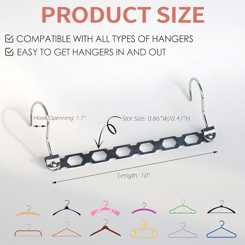 Metal Space Saving Hangers for Clothes, Collapsible Hanger Organizer, 9Pack | Heavy Duty Stack Hangers, College Dorm Hangers, Closet Organization - Image 3