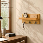 Rebee Vision Key Holder Wall Mount with 3 Hooks for Home Decor, Light Brown - Image 3