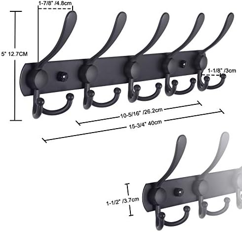 Dseap Coat Rack Wall Mounted - 5 Tri Hooks, Heavy Duty, Stainless Steel, Metal Coat Hook Rail for Coat Hat Towel Purse Robes Mudroom Bathroom Entryway, Rose Gold - Image 2