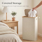 Lifewit 65L Slim Laundry Hamper with Lid and Removable Bag, Beige - Image 5