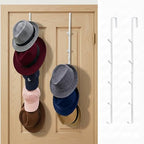 MyGift 2 Pcs Over The Door Hat Organizer, Door Hanger Hat Rack Display Storage, 5 Hooks Heavy Duty, for Coat, Scarf, Purse, White Metal by MyGiftHome
