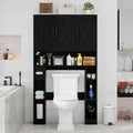 Vabches Over The Toilet Storage Cabinet with 3 Barn Doors.Black by Vabches
