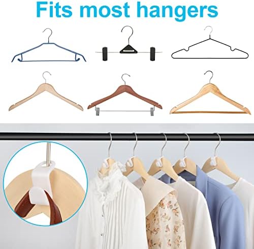 100 PCS Space Saving Hanger Hooks and Clips for Plastic Hangers (White) - Image 7