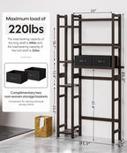 Homde Bamboo Over The Toilet Storage Organizer: Basket and Drawer (Brown) - Image 2