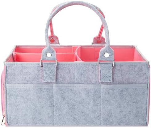Mr. Pen- Baby Diaper Caddy Organizer, Gray, Pink Inside by MrPen