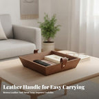 Decorative Storage Tray Organizer Display Tray Catchall Holder with Stitched Edge Inset Panel and Stripe Pattern Suitable for entryway Desk Dresser countertop, T15-B Medium Storage Tray - Image 7