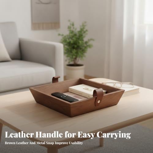 Decorative Storage Tray Organizer Display Tray Catchall Holder with Stitched Edge Inset Panel and Stripe Pattern Suitable for entryway Desk Dresser countertop, T15-C Large Storage Tray - Image 4