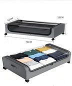 Under Bed Storage with Wheels, 6.7'' Tall Underbed Storage Containers with Lids - Rolling Bins for Shoes Clothes Blankets (Grey, 2-Pack XXL) - Image 6