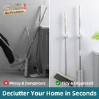 TAILI Mop and Broom Holder Wall Mount Grippers, 2 Hangers and 6 Adhesive Strips, Damage Free Hanging Wall Mount, Household Cleaning Organizer for Organization and Storage, Holds up to 4 lbs, White - Image 5