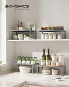 SONGMICS Set of 2 Metal Spice Racks, Stackable Expandable Shelf Risers - Image 2