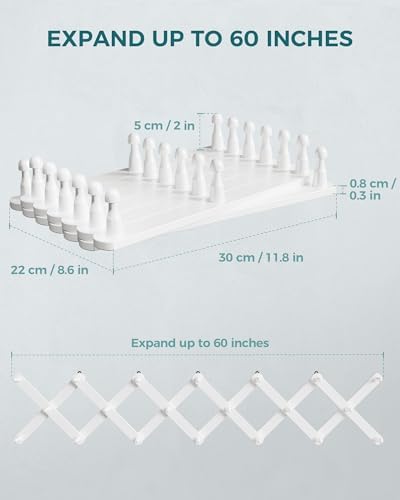 OROPY Accordion Wall Hanger with 20 Pegs, Expandable Wooden Coat & Hat Rack - Image 6