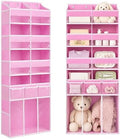 Extra Large Over The Door Organizer with Clear Pockets - 8 Compartments & XL Bottom Storage, Heavy-Duty Hanging Organizer for Bathroom, Bedroom, Closet (57 Inch Height). (Pink) by EZVERY