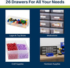 Akro-Mils 26-Drawer Plastic Drawer Storage Cabinet for Garage Organization, Bead Organizer, Building Bricks Storage, Teacher Toolbox, Makeup Organizer, 20-Inch W x 6-Inch D x 10-Inch H, 10126 Yellow - Image 6
