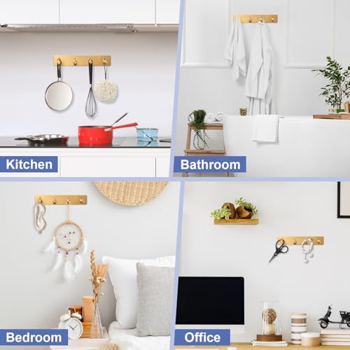 Key Holder with 4 Hooks,Adhesive Key Hanger Organizer for Wall Mount - Image 4