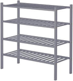 ROMGUAR CRAFT 4 Tier Bamboo Shoe Rack for Closet Free Standing Wood Shoe Shelf for Entryway Small Space Stackable 27"x11"x26" (Grey) - Image 6