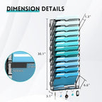 13-Tier Wall File Organizer and Mail Organizer with 5 Hooks, Black - Image 3