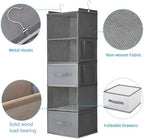 5-Tier Hanging Organizer for Closet, Fabric Closet Organizer with 2 Hooks, 2 Pull-Out Drawers, Foldable Space-Saving Storage (Gray) - Image 4