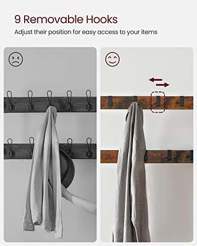 VASAGLE Coat Rack, Hall Tree with Shoe Bench, 4-in-1, 9 Removable Hooks - Image 6