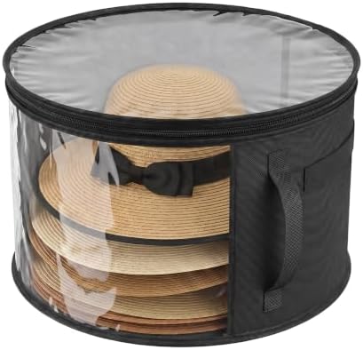 Bremorou Hat Boxes for Women Storage Clear Hat Storage Box Cowboy Hats Organizer for Travel and Wardrobe Holds Up to 7 Caps Wide Brims Hat Case with Carrying Handles (Black) by Bremorou
