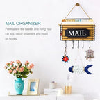 SRIWATANA Rustic Mail Organizer Wall Mount, 5 Key Hooks, Small Size, Black - Image 2