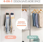 Velvet Pant Clothes Hanger Space Saving Non Slip Hanger Jean Slack Hangers | Multiple Velvet Hanger Closet Organizer Storage and Organization for Jeans,Scarf,Tie((Pink, 5) - Image 2