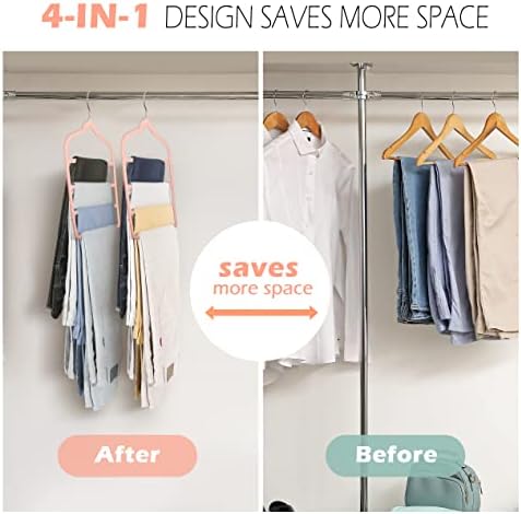 Velvet Pant Clothes Hanger Space Saving Non Slip Hanger Jean Slack Hangers | Multiple Velvet Hanger Closet Organizer Storage and Organization for Jeans,Scarf,Tie(Pink, 3) - Image 2