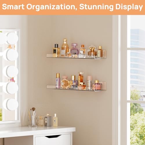 upsimples 2 Pcs 15" Acrylic Shelves for Wall Display and Storage, Clear - Image 5