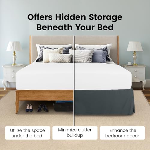Full Bed Skirt, Hides Under-Bed Storage 16 Inch Drop, Pleated, White - Image 3