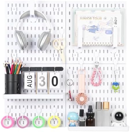 Colville White Pegboard Wall Organizer Kit, 4 Pcs 12 x 12 in ABS Plastic by Colville