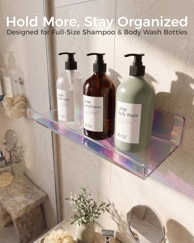 Iridescent Acrylic Bathroom Shelf Wall Mounted Floating Organizer - Image 4