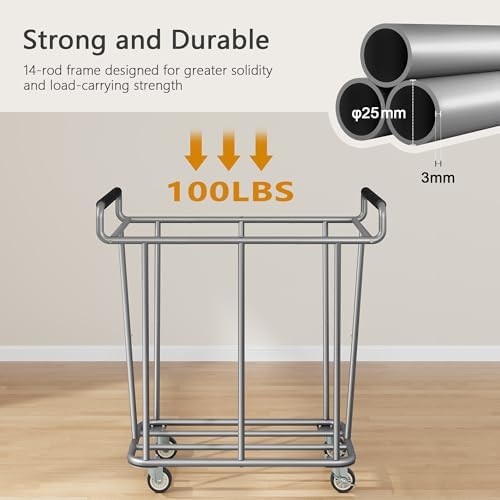 Gewudraw 360L Rolling Laundry Hamper with Wheels, 95 Gallons, Grey - Image 4