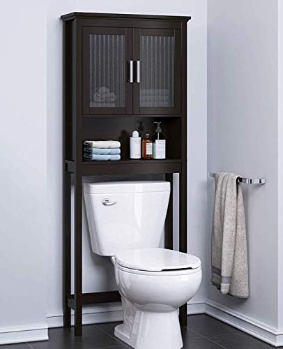 Spirich Over the Toilet Storage Cabinet with Moru Glass Doors, Espresso by SpirichLLC