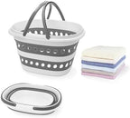Compact Collapsible Laundry Basket, Small Size Pop-Up Hamper Perfect for Bedroom Side,Bathroom,Travel, Not for Large Families, Foldable with Handle, Measures 16 x 12.5 x 9.5 In, (Gray) by Goderewild