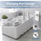 TQRR Bathroom Countertop Organizer -6 Slots Drain Tray Toothbrush Holders - Image 3