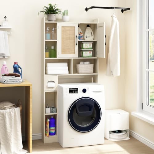 RUSTOWN Rattan Over The Toilet Storage Cabinet, Bathroom Storage Cabinet - Image 3