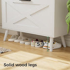 Homleke Farmhouse Shoe Storage Cabinet with Flip Drawers & Barn Door Design - Image 4