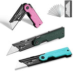 WORKPRO 3-Pack Folding Utility Knife Set, G10 Handle, Multicolor by WORKPRO