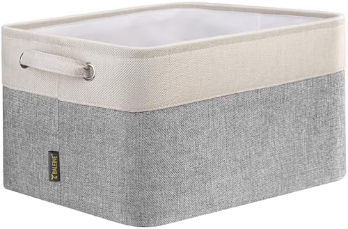 BALEINE 1 Pack Fabric Closet Storage Bins for Shelves, Linen Closet Organizers and Storage, Decorative Baskets for Organizing, Shelf, Clothes, Home, Office (Grey, 12"x8"x8") by BALEINE