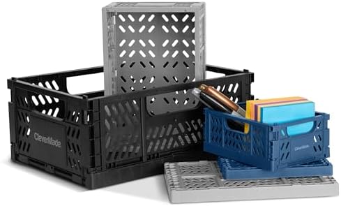 CleverMade Collapsible Mini Storage Crates, 6 Pack Organizers, 3 Sizes by CleverMade