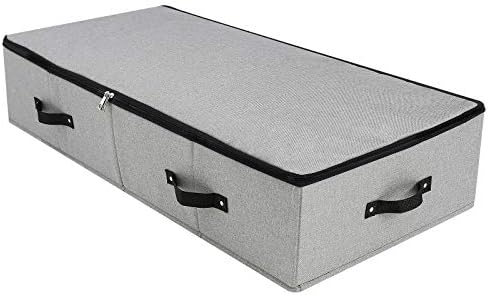 AMJ Large Sturdy Underbed Storage Box with Zip Lid, Rigid Sturdy Plastic Board inside, Handles on all sides, Dark Gray by OrderlyhomeBoundlesslove