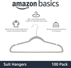 Amazon Basics Slim Velvet Non-Slip Space Saving Suit Clothes Hangers for Closet Organization, Gray/Silver, 100-Pack - Image 2