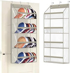AOODA Clear Over the Door Hat Racks for Baseball Caps, Hold 48 Caps Hat Storage Organizer for Closet Wall, Deep Pockets Hanging Snapback Holder Shelves with 3 Hooks, Grey by AOODA