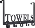 Kuhome Over The Door Hooks, Towel Holder for Bathroom, Door Mount Towel Rack Towel Hooks for Bedroom Beach Towels Bathrobe Wall Mount Hang on The Door Cabinet Cupboard Metal Sandblasted (Black) by Kuhome