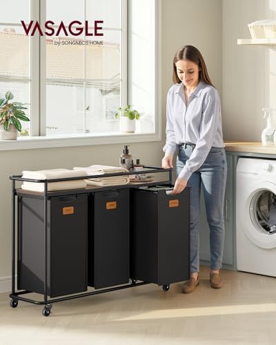 VASAGLE Laundry Sorter with Wheels, Portable Rolling Cart, 39.6 Gal.(150 L) - Image 2