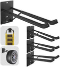 14" Large Heavy Duty Garage Hooks, 4-Pack Steel Garage Storage Hooks with Support Rods, Utility Wall Mount Hangers for Power Tools, Car Tires, Ladders, Chairs, Garden Tools and More by Unknown