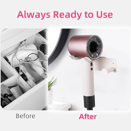 Hair Dryer Holder, HairDryer Holder Wall Mounted, Self Adhesive Blow Dryer Holder, Stainless Steel Hair Dryer Holder, Hairdryer Holder for Bathroom White - Image 5