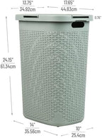 Mind Reader Slim Laundry Hamper with Lid, 60L Tall Clothes Basket, Narrow Tapered Design for Bathrooms, Closets and Laundry Rooms, Plastic, Mint - Image 3