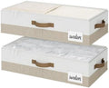 StorageWorks 5 Inch Low Profile Under Bed Storage Containers with Clear Lid | Reinforced Structure, Resists Sagging, Handles & Label Holder, Foldable Stackable Closet Storage for Clothes, Blankets, Toys by StorageWorks