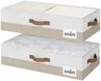 StorageWorks 5 Inch Low Profile Under Bed Storage Containers with Clear Lid | Reinforced Structure, Resists Sagging, Handles & Label Holder, Foldable Stackable Closet Storage for Clothes, Blankets, Toys by StorageWorks